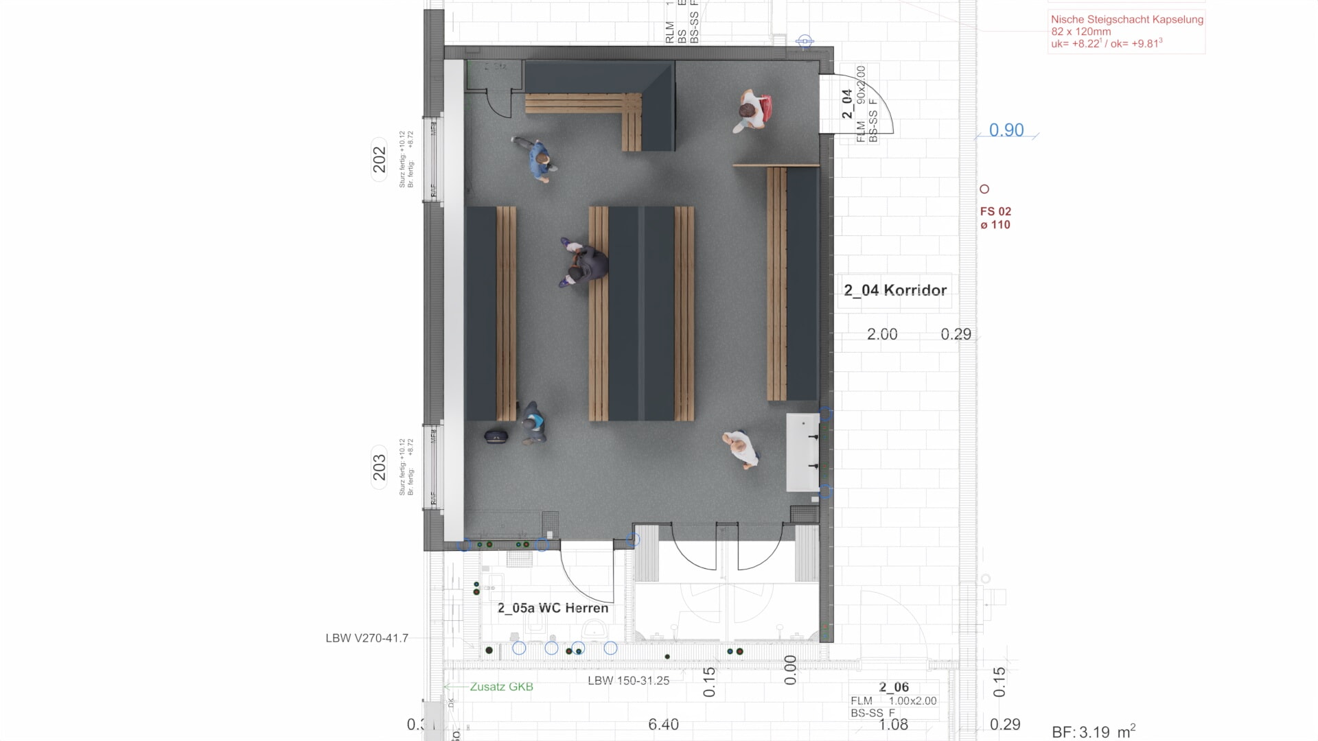 TROX Visualisierung Garderobe Herren Dla 01 H(Grundriss)