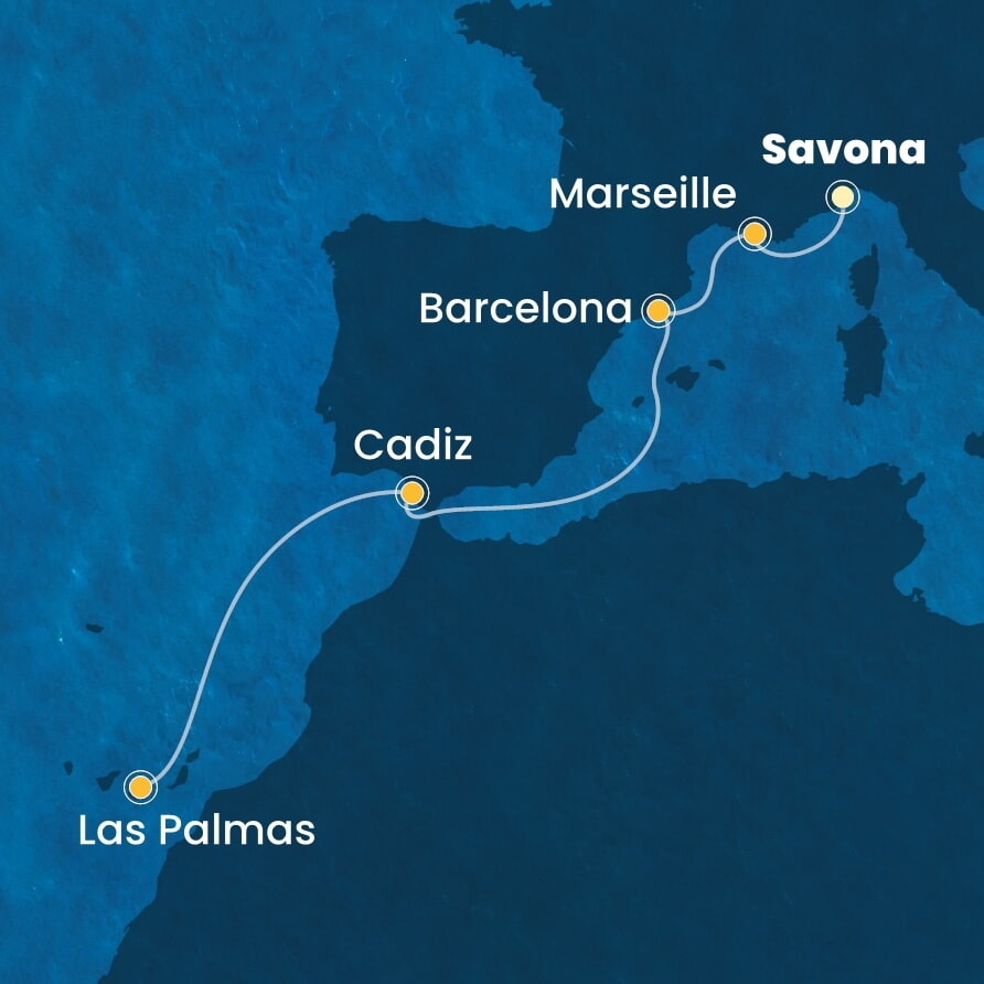 13 12 2025 Costa Fortuna Italy, France, Spain, Canary Islands