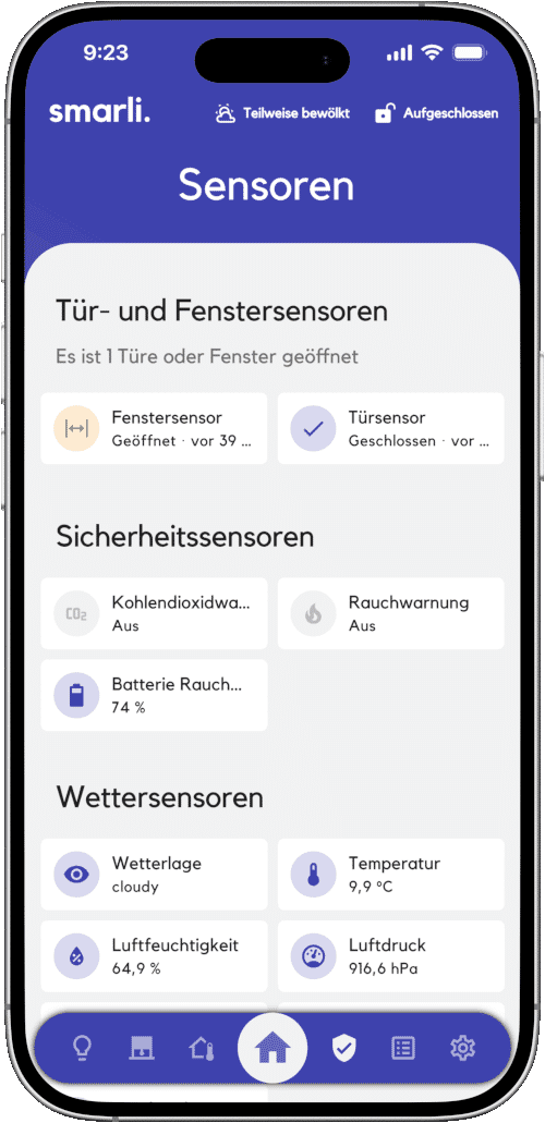 smarli. Smart Home App Sensoren